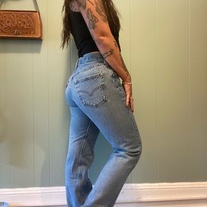 Levi’s 501 vintage light blue wash buttonfly straight leg jeans